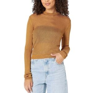 FREE PEOPLE | H20 Crew Pullover Tiger Eye NWT Open Knit Long Sleeve Ribbed NWOT